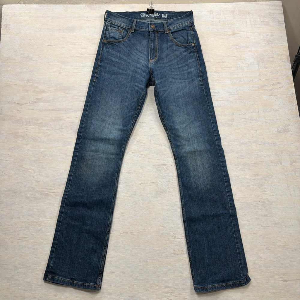 Wrangler Jeans Retro Slim Boot 30x34 Medium Wash Denim Blue Mens